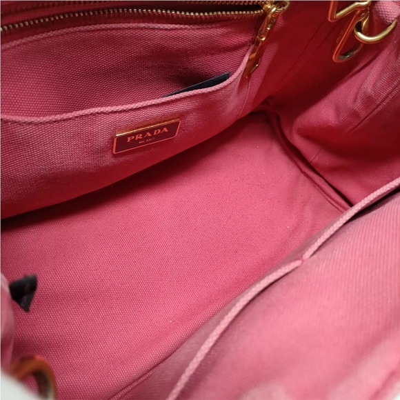 Prada Pink Canvas Canapa Small Two Way Tote/ Shoulder Bag WITH STRAP!!!! - Picture 9 of 9